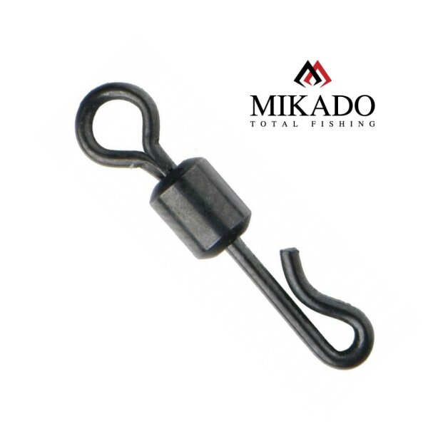 10 x MIKADO QUICK CHANGE SWIVEL schwarze Wirbel Karpfenwirbel #8