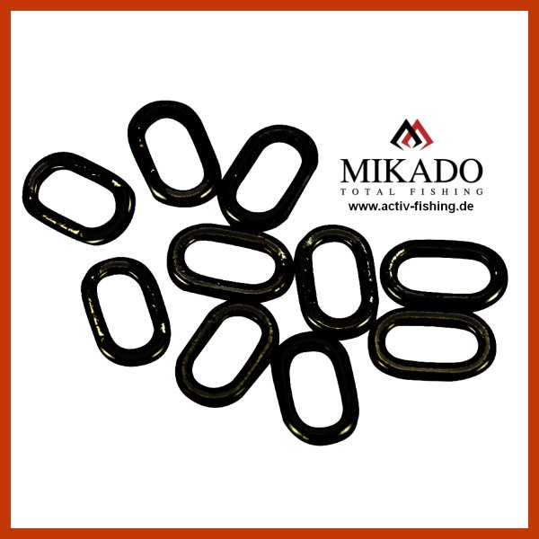 25x MIKADO 4,5mm ovale Vorfachringe Round Rig Rings schwarz matt