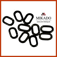 25x MIKADO 6mm ovale Vorfachringe Round Rig Rings schwarz...