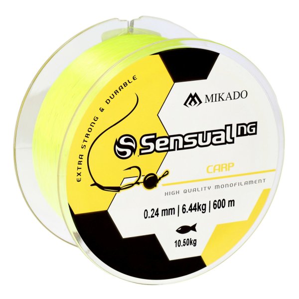 600m MIKADO SENSUAL NG CARP FLUO gelbe monofile Angelschnur Ø0,24 - 0,45mm