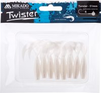 8 x MIKADO Twister Softbait Gummifische Beifänger 51mm PEARL