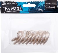 10 x MIKADO Twister Softbait Gummifische Beifänger 38mm PEPPER PEARL
