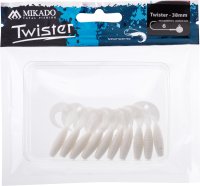 10 x MIKADO Twister Softbait Gummifische Beifänger 38mm WHITE
