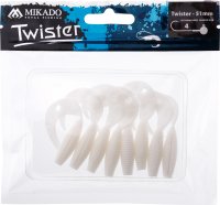 8 x MIKADO Twister Softbait Gummifische Beifänger 51mm WHITE