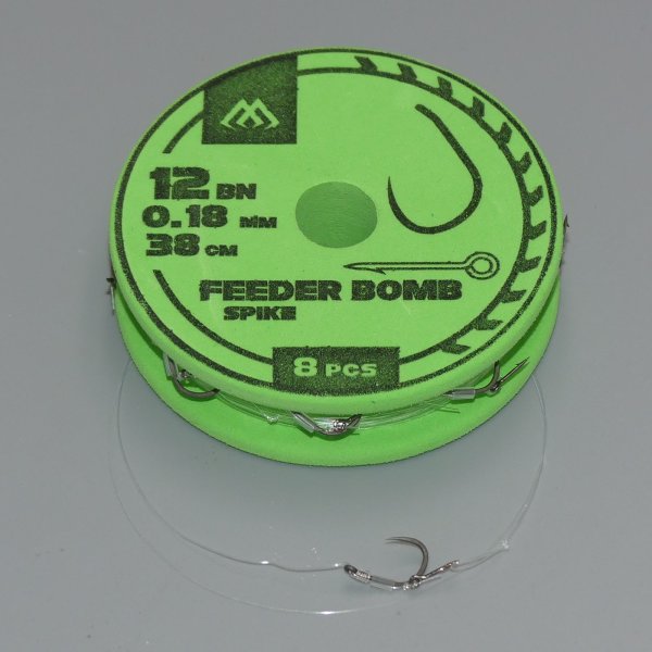 8 x MIKADO 38cm Method Feeder Rig mit Nadel / Spike und X-TRA Strong Haken Barbless Schonhaken in den Größen 6 bis 14 erhältlich