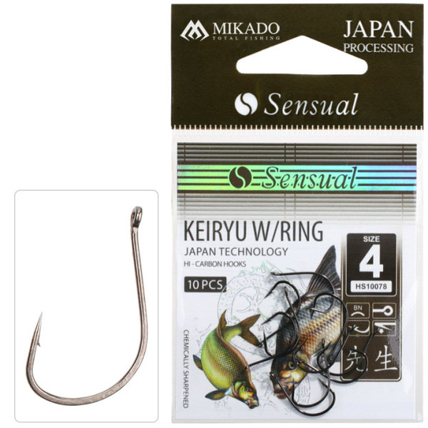 10 x MIKADO KEIRYU Angelhaken mit Öhr Brassenhaken für Made Wurm Maiscocktails