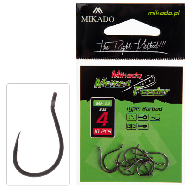 10 x MIKADO MF13 Methodfeeder Angelhaken mit Öhr Brassenhaken Karpfenhaken  # 8