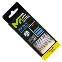 8x MIKADO METHOD FEEDER X-STRONG Haken Rig BARBED mit Bait Band -geflochtener Schnur