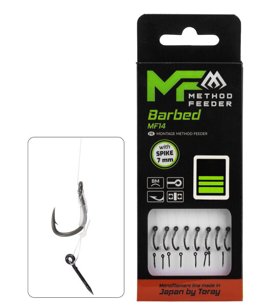 8x 10cm MIKADO METHOD FEEDER MF14 Haken Feeder Rig Angelhaken mit 7mm Spike