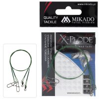 Mikado 2x Stahlvorfach 35cm/15kg mit #8 Wirbel und Safety...