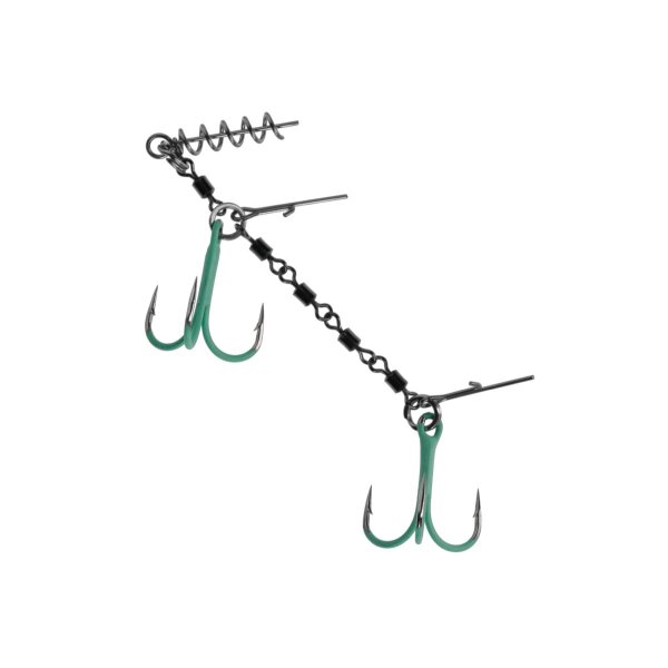 1x Mikado STINGER JAWS DOUBLE EVO FLUO 25kg Doppeldrilling #1/0 Raubfisch Hecht