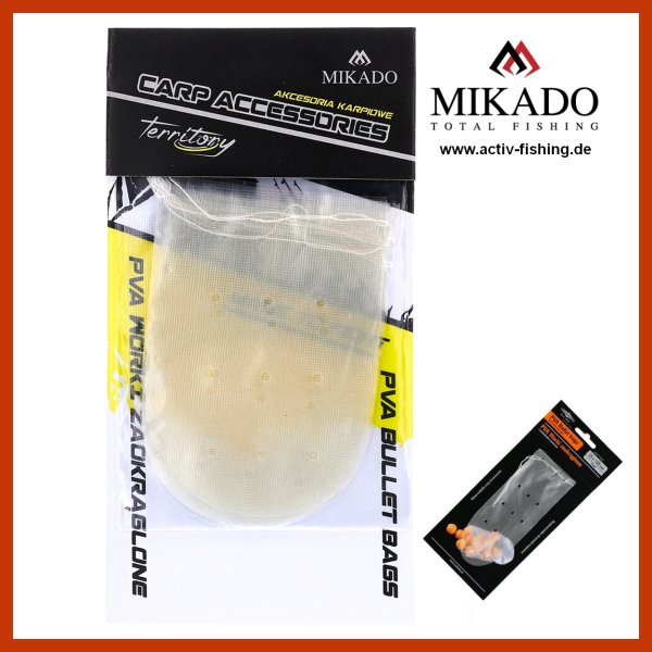 MIKADO 10 PVA Beutel Bait Bags perforiert mit Verschluss 5x14cm