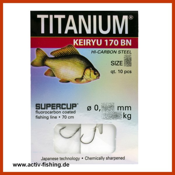 10 x" TITANIUM " gebundene Karausche Karpfen Angelhaken 70cm Flourcarbon Vorfach #12 / Ø0,128mm / 2,30kg