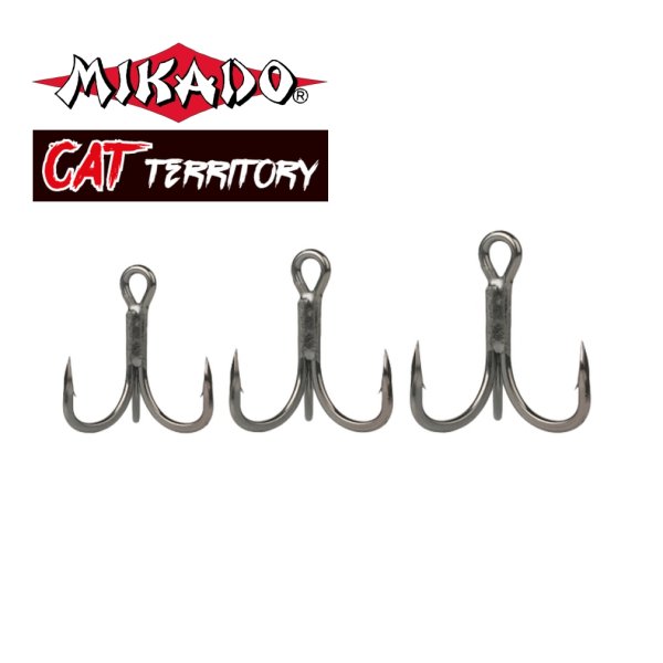 3 x"MIKADO CAT TERRITORY" extra stark Drillinge Welshaken Wallerhakene 2/0 - 4/0