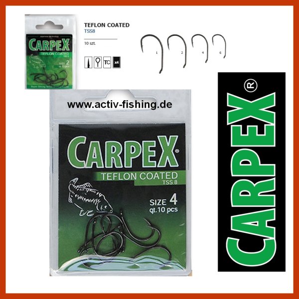 10  x "CARPEX TSS8" stark geschmiedete Teflon Angelhaken Karpfenhaken Carp Hook