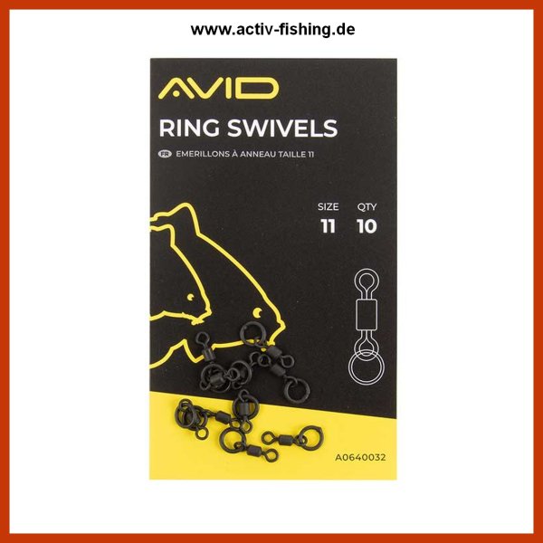 10   x "AVID CARP RING SWIVELS" schwarz matte Karpfenwirbel #11